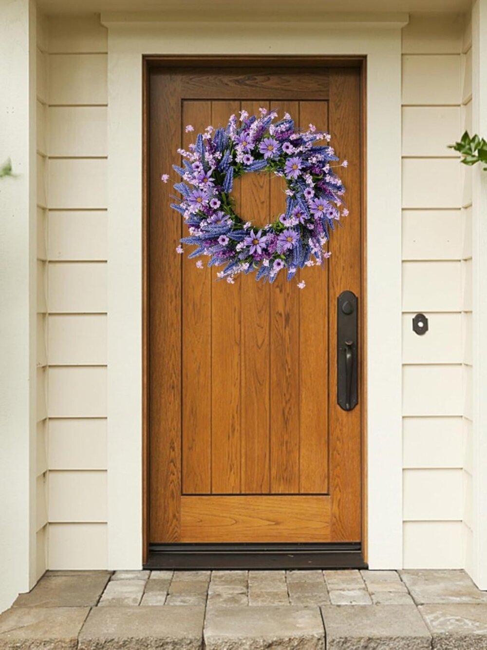 Lavender Wreath for Front Door 22 Inch - Purple Daisy Spring Summer Artificial W - Picture 4 of 7